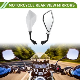 HOPESPANNER Universal Motorcycle Rear View Mirrors Adjustable Bar End Side Mirrors Mount Iron Plastic 1 Set White M10 Polygonal Shape