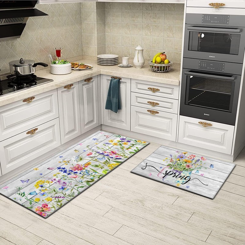 Twyt decor Spring Kitchen Rug Set of 2,Non-Slip Washable Kitchen