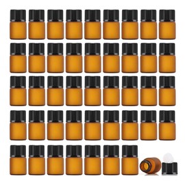 Enslz 2 ml (5/8 dram) 50 mini botellas de vidrio ámbar para muestras de aceites esenciales vacías rellenables de vidrio marrón (2 ml)