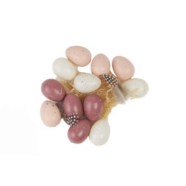 Heitmann Deco Easter Eggs with Feathers and Polka Dots for Hanging Up, Plastic Easter Decoration, Spring Decoration, Easter, Spring