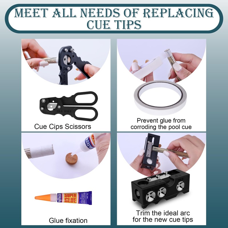 Zyrqon 11-in-1 Billiards Pool Cue Tips Replacement Kit, Pool Cue