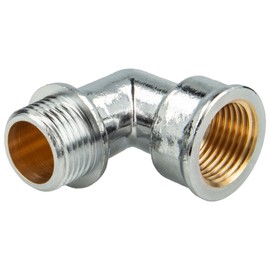 tecuro Angle 90° Internal Thread Rp x Male Thread G 1 Inch (DN 25) Shiny Chrome-Plated Brass