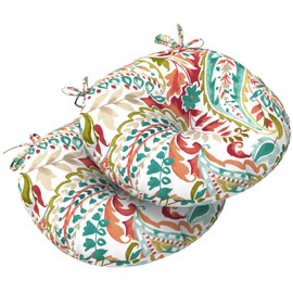 LVTXIII Outdoor All Weather Bistro Seat Cushions, Comfortable Fluffy Tufted Patio Chair Cushions Round 15”x15”x4” Set of 2 for Home Garden Furniture, Pretty Paisley