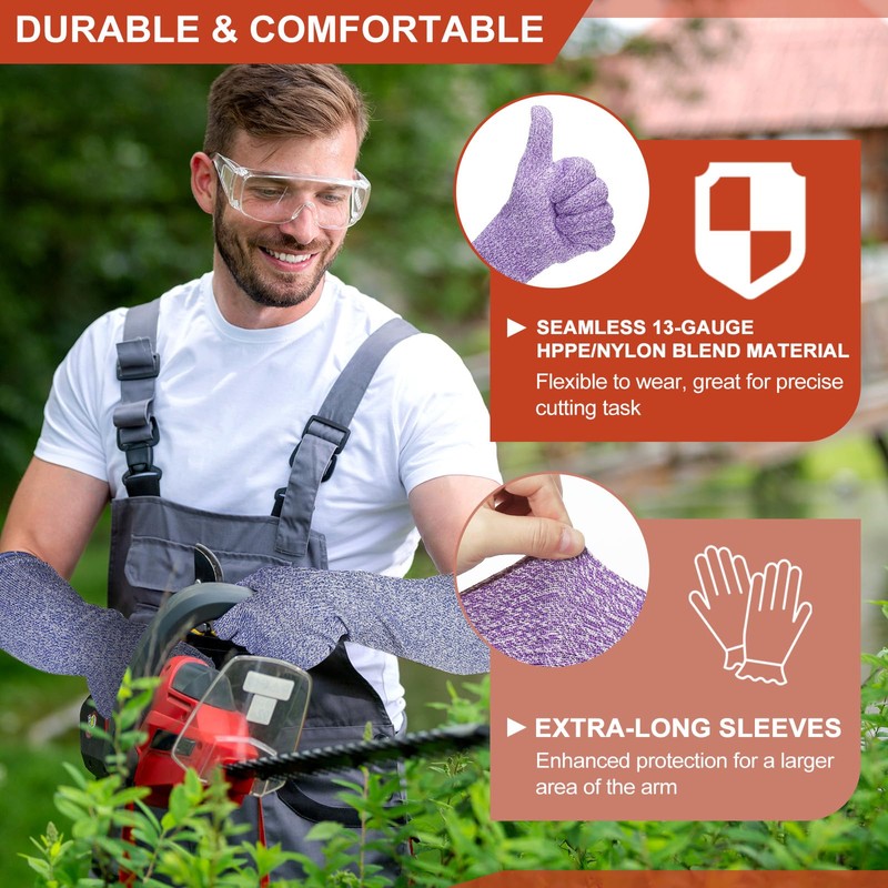 MECCANIXITY Cut Resistant Sleeves with Gloves, 42cm Arm Protection Sleeve