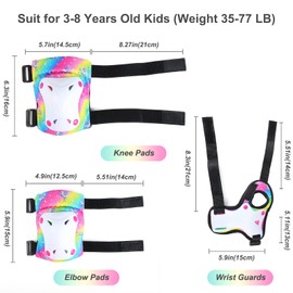 Knee Pads for Kids Elbow Padds Wrist Guards with Drastring Bag Adjustable Protective Gear Set for Girls Boys 3-8 Years Roller Skating Bike