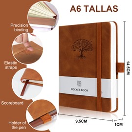 3 Pack Notebook for Work, Leather Journal for Women Men, A6 College Ruled Journal Notebook, Hardcover Mini Notebooks for Work Travel with Pens,100GSM Paper, Office Supplies(Brown & Black & Green)