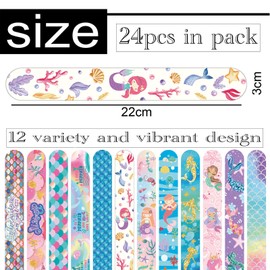 Mienocol 24 PCS Mermaid Slap Bracelets for Kids,Cute Mermaid Party Wristband Slap Band Snap Band Bracelets for for Mermaid Party Supplies Favors Girls Birthday Gift Classroom Prizes Xmas Gifts