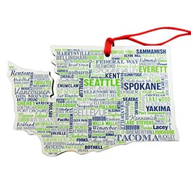 Washington Christmas Ornament Wooden Tree Decoration, 4 3/4 Inch