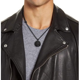 COAI Necklace with Tree of Life Engraving Pendant, Obsidian, Obsidian