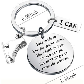 BNQL Skater Necklace Ice Skate Charm Pendant Necklace Sport Skater Jewelry Skate Lover Gift (Skater Keychain Take Pride), Metal, metal