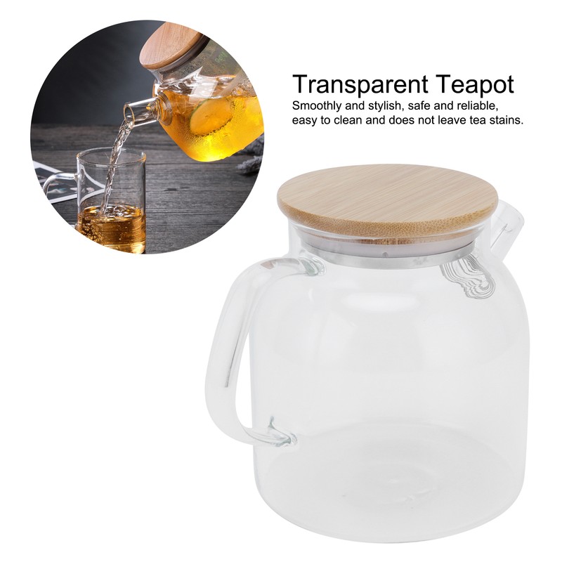 Transparent Glass Tea Pot 600ml Large Capacity Heat Resistant Water