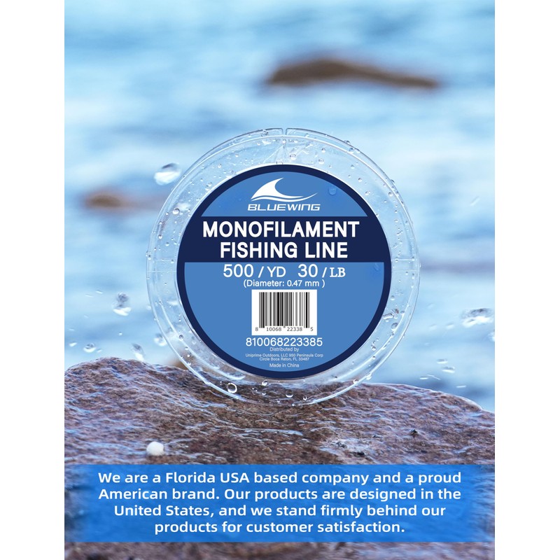 BLUEWING Monofilament Fishing Line Clear Invisible Thin Diameter Fishing String