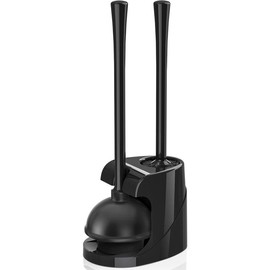 Toilet Plunger and Brush, Bowl Brush and Heavy Duty Toilet Plunger Set with Ventilated Holder, 2-in-1 Bathroom Cleaning Combo with Modern Caddy Stand Home Goods - Colour: white