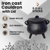 Soul Sticks Reusable 6" Cast Iron Cauldron with Lid and