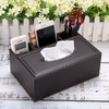 BSTKEY Tissue Box Rectangle PU Leather Tissue Box with Remote
