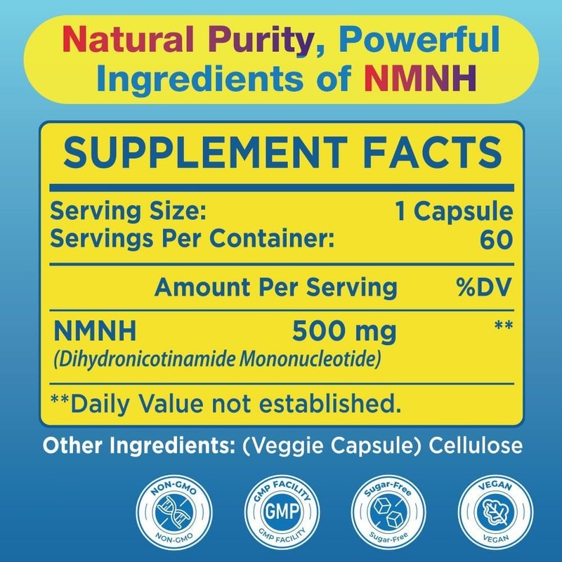 NMNH NAD Supplements for Women Men (Dihydronicotinamide Mononucleotide) 500mg, to
