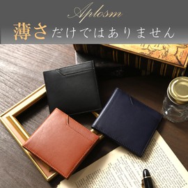 Aplosm Genuine Cow Leather Mini Wallet, Soft, Men's Bifold Thin Wallet, Small Wallet, Bifold Wallet, Men's, Brown