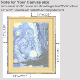 ECOIOU 24X36 Inch Canvas Stretcher Bars Frame for Paint by Numbers, Oil Paintings, Prints, Posters (Need Extra Size to wrap Around The Frame)