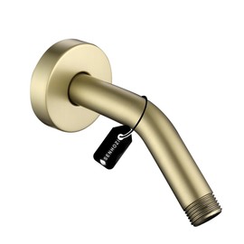 Senhozi Brushed Gold Shower Arm with Flange and Teflon Tape, 6-Inches Wall Mounted Shower Pipe Shower Arm Extension for Fixed Shower Head, SE001BG