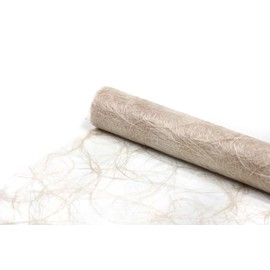 Sizoweb Table Runner, Beige, 25-Metre Roll + 100 Decorative Stars in Gold (30 cm Wide, Walnut)