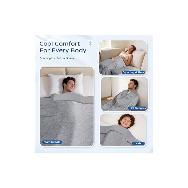 Cooling Blanket, Ice Silk Cooling Blankets for Sleeping, Self-Cooling, Q-Max