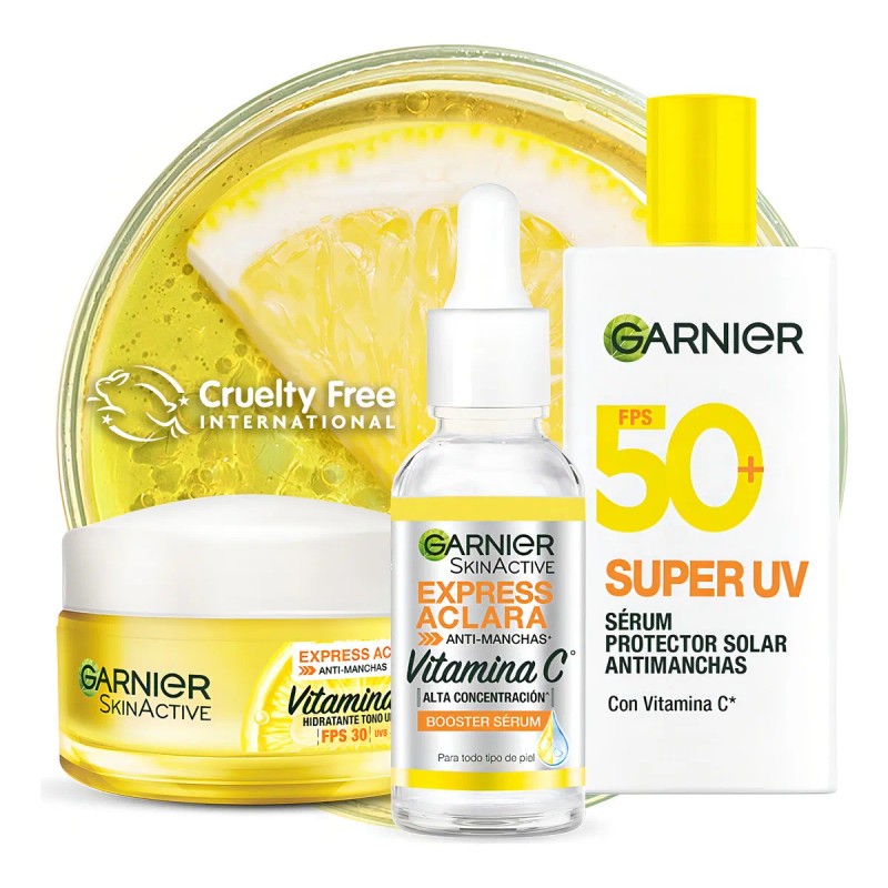 Kit Garnier Express Aclara Serum Crema Protector Solar
