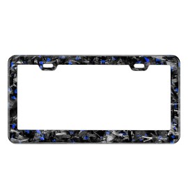 BLVD Blue Flake Real Forged Carbon Fiber License Plate Frame