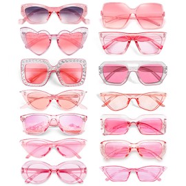 Pibupibu 14 Pack Pink Sunglasses Bulk Adult Party Favors, Classic Tready Eyewear Costume Accessories