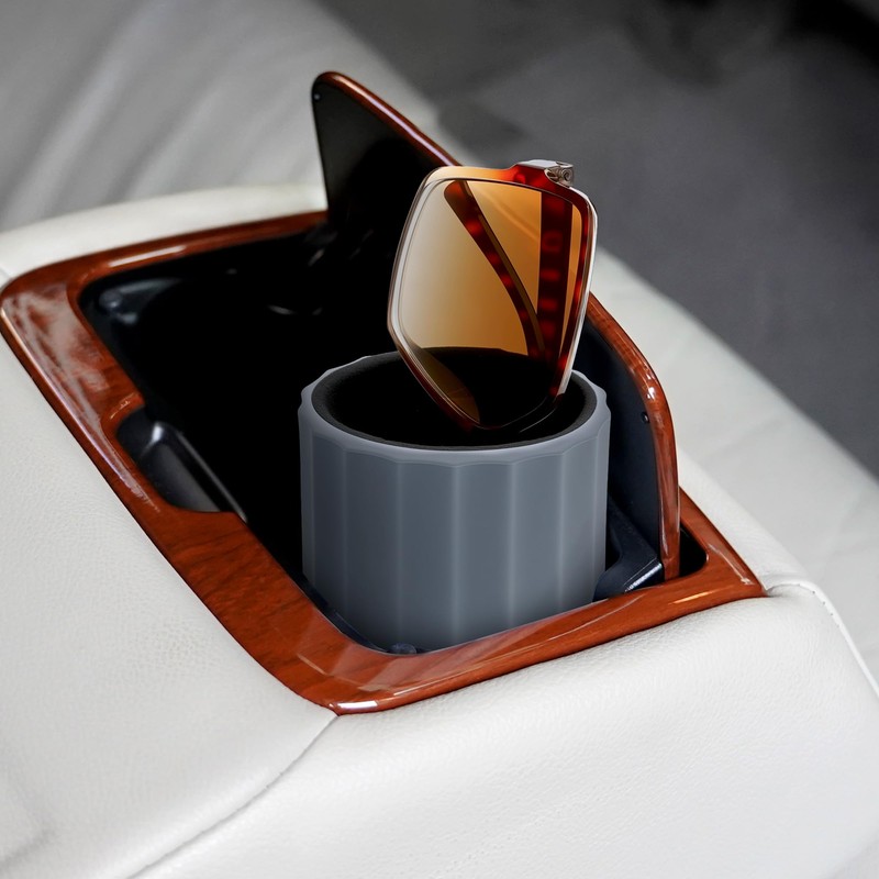 Car Cup Holder Sunglasses Stand, Extra Large Grey Soft Silicone