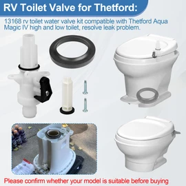 13168 Upgraded RV Toilet Water Valve Kit Compatible with Thetford Aqua Magic IV Toilets, Toilet Valve Replace Magic IV RV Toilets High and Low Models, Rv Toilet Parts for Thetford with Flange Seal