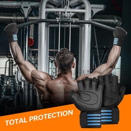 PhAsz Workout Gloves for Men and Women,Ventilated Weight Lifting Gym Gloves with Wrist Wrap Support,Full Palm Protection,for Weightlifting,Training,Fitness,Hanging(Black, Large)