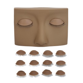 Eyelash Mannequin Practice Lash Makeup Head Practice 3 Pairs Dual Layer 3 Pairs Single Layer Eyelashes Replacement Eye Kit Coffee Color