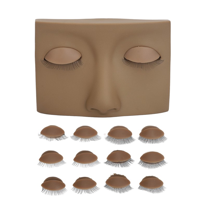 Eyelash Mannequin Practice Lash Makeup Head Practice 3 Pairs Dual