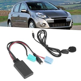 Qiilu Bluetooth Audio Cable 6 Pin Car Stereo Aux-in Adapter with Microphone Fit for Clio Espace Megane