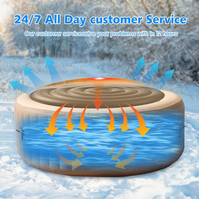 4.5 FT Inflatable Hot Tub Cover,Energy Saving Lid for Round