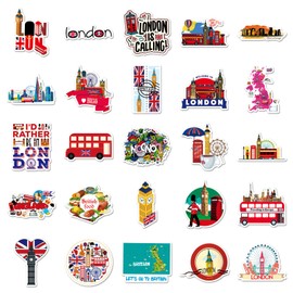 Britain Stickers for Laptop(50 Pcs),Gift for Kids Teens Adults Girl,England Waterproof Stickers for Water Bottle,Vinyl Stickers for Scrapbook,Journal,Dairy,Skateboard