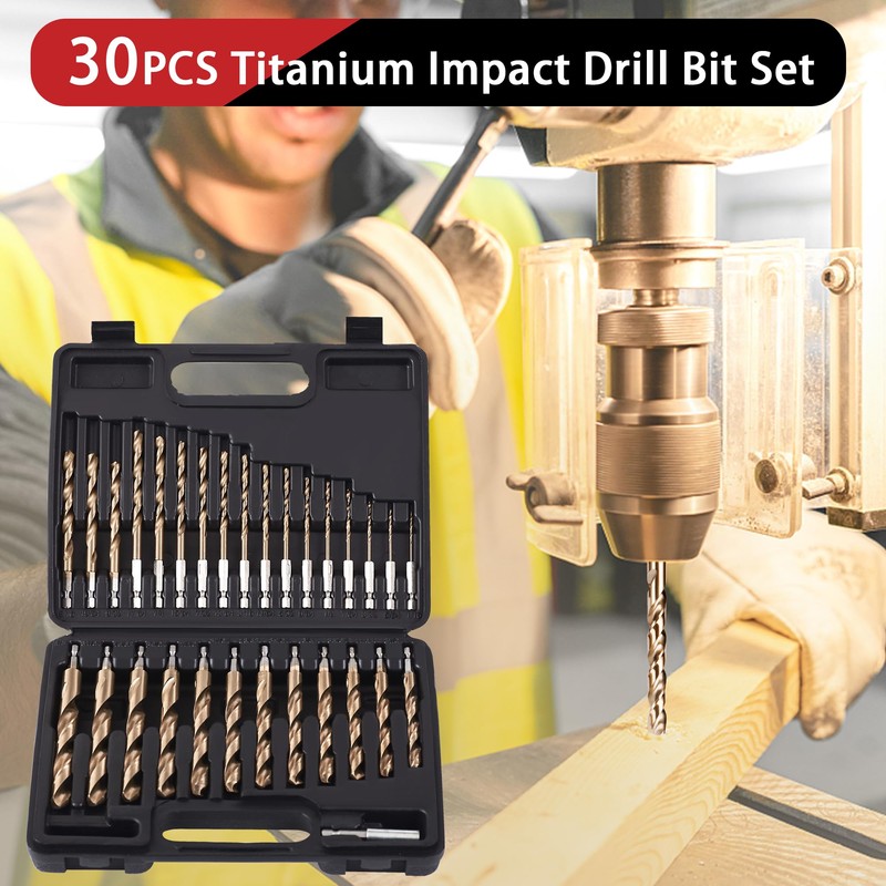 AIMLENTOOL 30 PCS Titanium Impact Drill Bit Set, Hex Shank