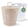 84ECO 3 Gallons White Wicker Trash Can with Lid and