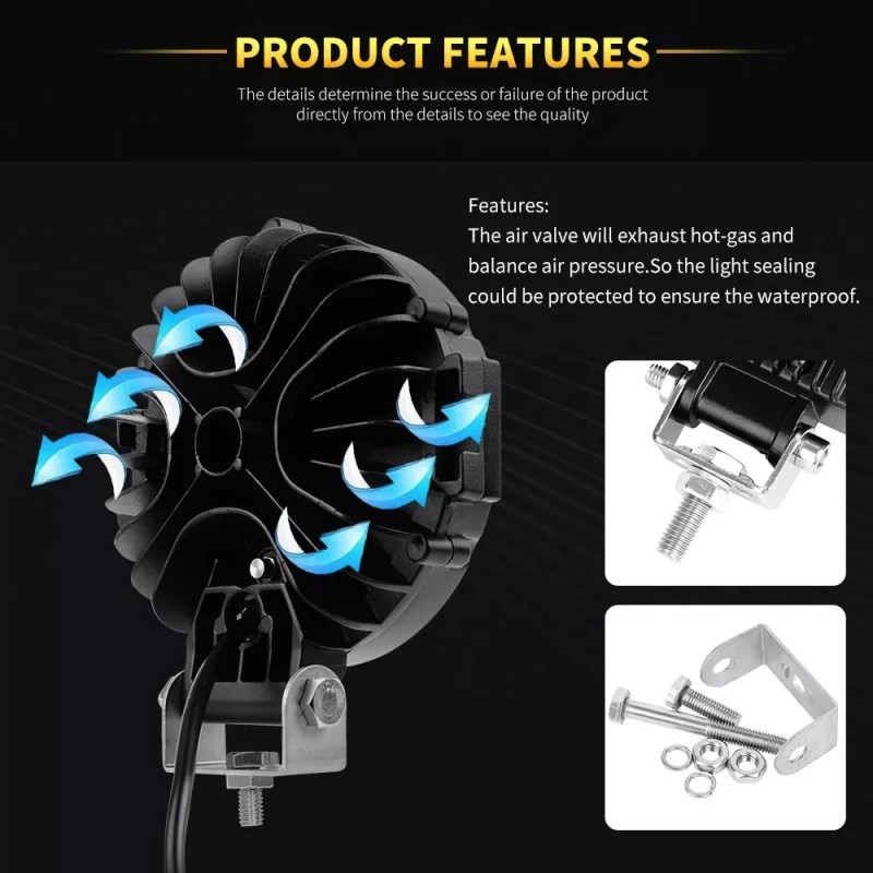 Bricologht Round 7 inch Front Bumper Spot LED Work Light