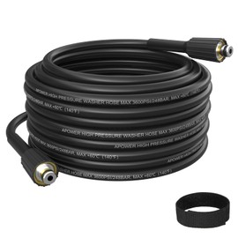 APOWER PVC Pressure Washer Hose 50 FT x 1/4", Kink Resistant Power Washer Hose, High Pressure Water Hose Extension Replacement for Home Use, 3600 PSI, Dark Black
