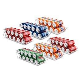 Clear Soda Can Organizer - Fridge Organizer Bins - Set of 4 Drink Organizer For Fridge or Countertop - Soda Can Dispenser For Refrigerator Organizing - Quantity: Pack of 6
