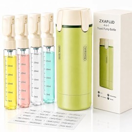 Dispensador de Viaje 4 en 1, Botellas de Tocador Recargables a Prueba de Fugas con Etiquetas, para Champú Acondicionador, Aprobado para Aerolínea, Acc