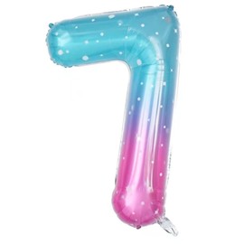 40 Inch Starry Sky Number 7 Balloons With Crown, 7th Birthday Decorations for Girls Boys, Birthday Party Supplies. (Starry Sky 7)