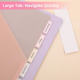 SKYDUE Binder Dividers with Two Pockets, 5 Tabs Dividers for 3 Ring Binder, Plastic Binder Dividers with Tabs for School, Office, and Home Organization,Pink