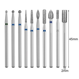 GeekerChip Pack of 10 Professional Diamond Bits for Nail Cutter, Nail Drill Set, Sanding Body Set for Manicure Nail Care, Removal Cuticle Kit, Alloy Tungsten Steel Bits