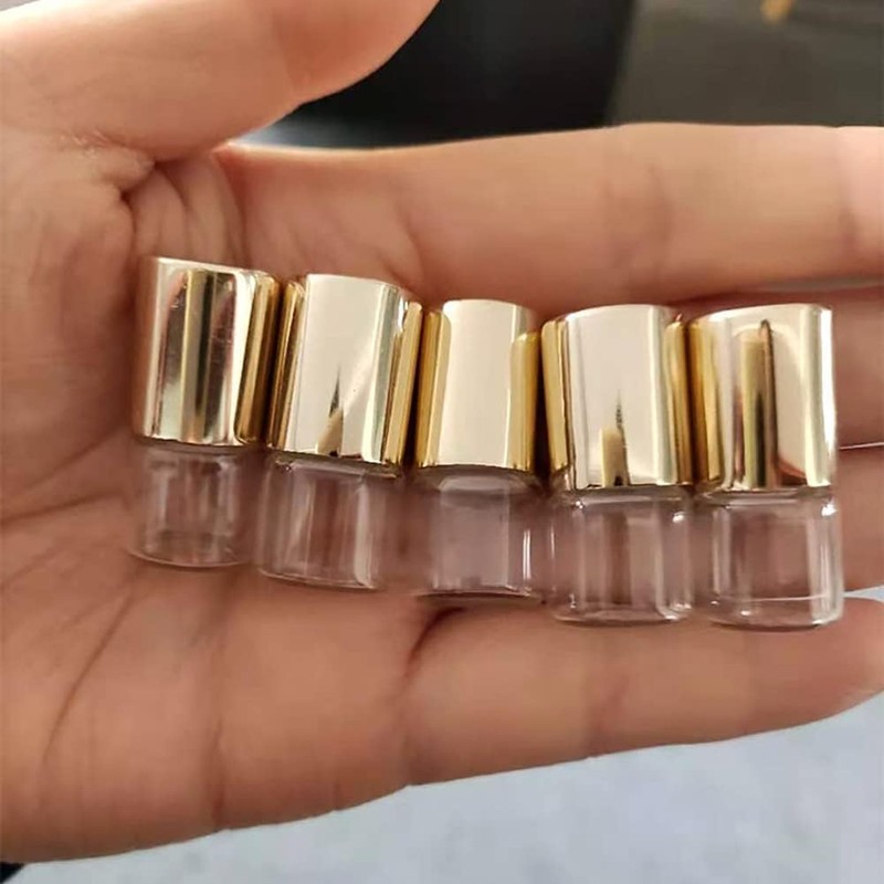 Czhotg 12 Pcs Gold 1ml Mini Glass Roll on Bottles