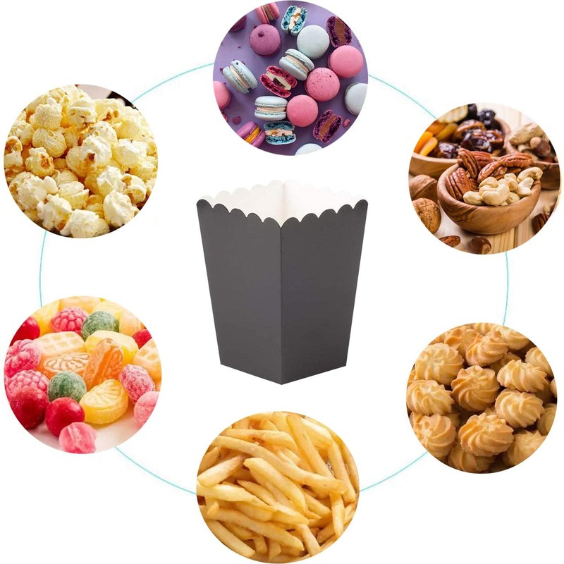 Ainmto 24PCS Navy Blue Popcorn Boxes Mini Paper Popcorn Containers