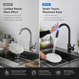 Touch Kitchen Faucet for Sink – Pull-Out Sprayer with 360° Rotation, Hot & Cold Water Mixing for Convenient Kitchen Washing and Rinsing