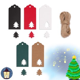 Etiquetas de regalo con diseño de copo de nieve, para colgar en el árbol de Navidad, etiquetas de papel de estraza, diseño de reno, 50 unidades, Xmas Tree