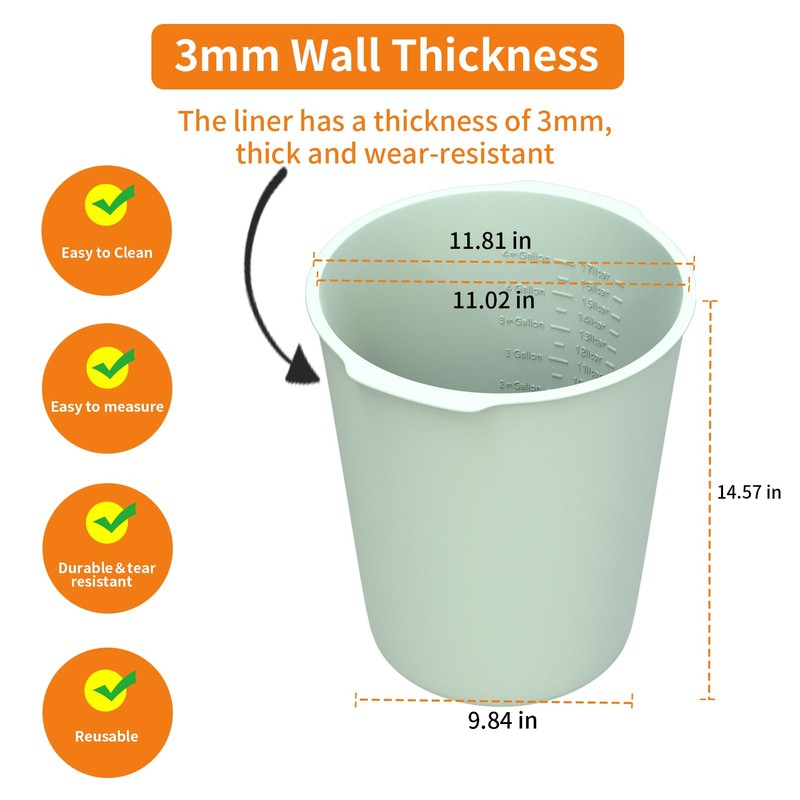 Dxmnoly 5 Gallon Silicone Bucket Liner - Reusable Measuring Mixing